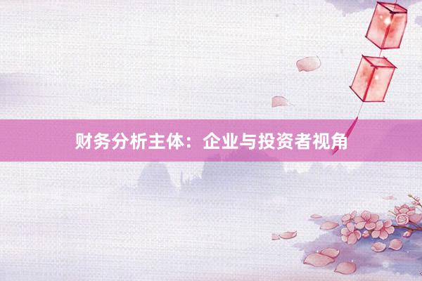财务分析主体:企业与投资者视角